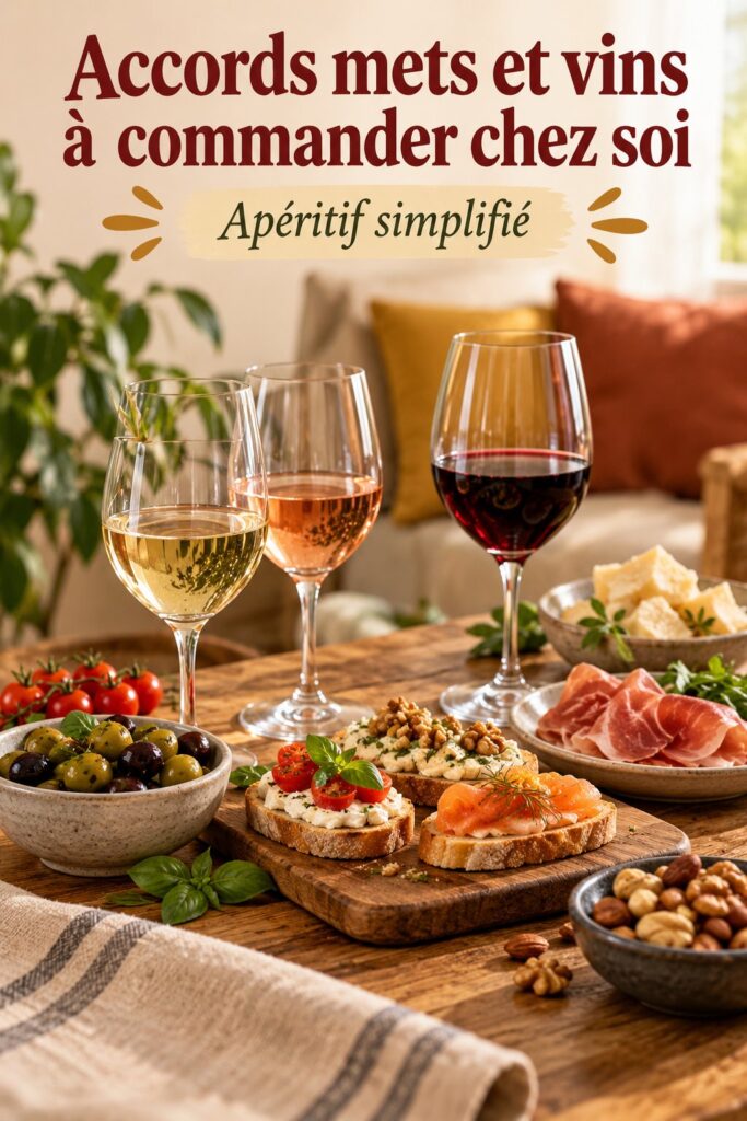 Sélection de vins et amuse-bouches livrés à domicile.