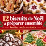 Assortiment de biscuits de Noël décorés, prêts à être partagés en famille.