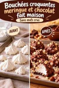 Bouchées maison croquantes en chocolat et meringue savoureuses