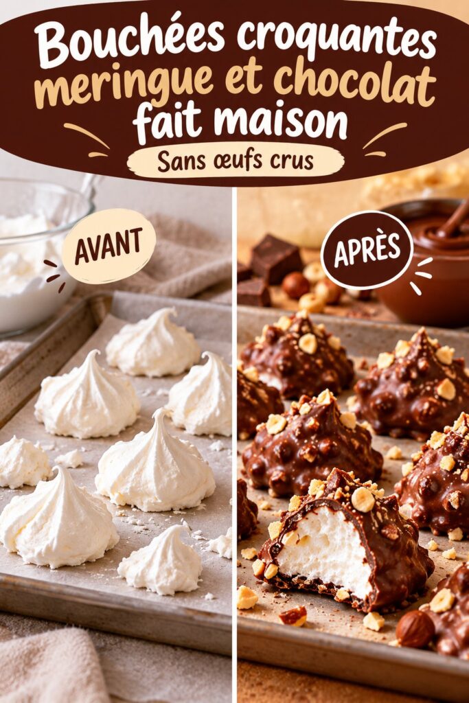 Bouchées maison croquantes en chocolat et meringue savoureuses
