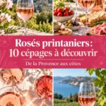 Bouteille de rosé sur une table printanière avec des verres.