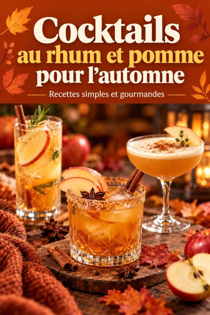 Cocktails au rhum et à la pomme décorés de tranche de pomme