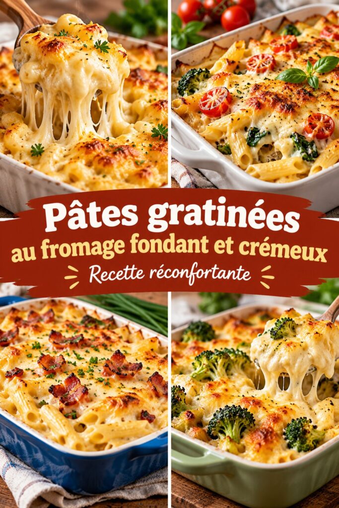 Gratin de macaronis au fromage fondant et crémeux, doré à la perfection