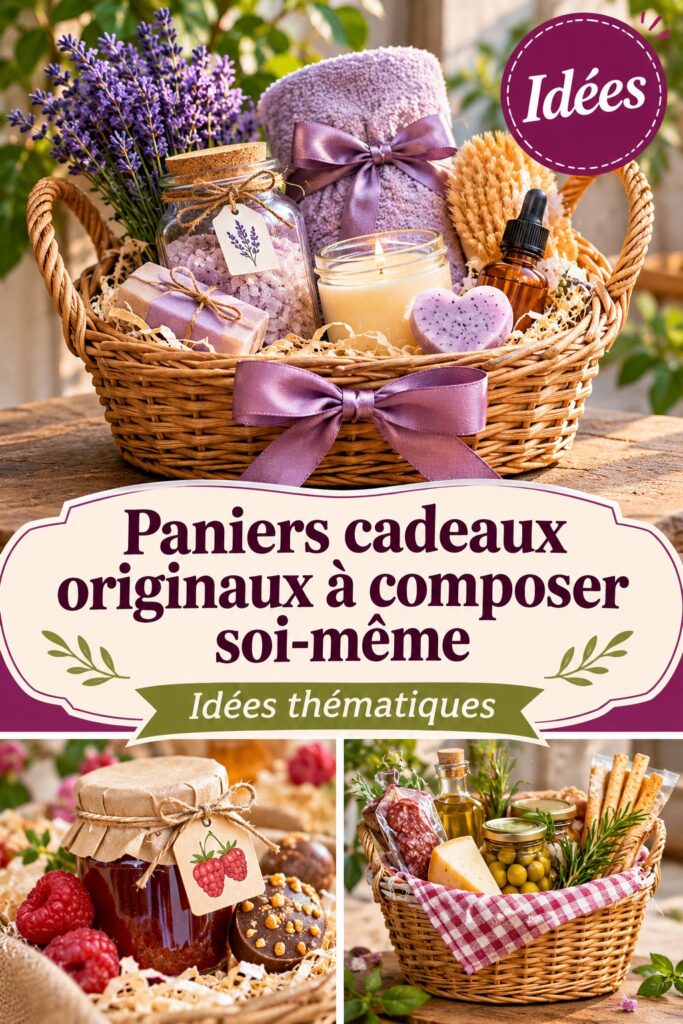 Panier cadeau garni de produits gourmands fait maison, décoré avec soin.