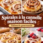 Spirales à la cannelle maison sur une assiette, garnies de glaçage léger.
