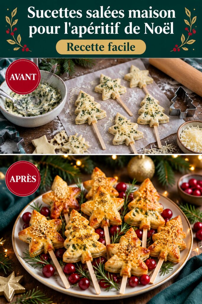 Sucettes salées maison présentées sur une table de Noël