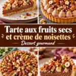 Tarte aux fruits secs sur une table garnie